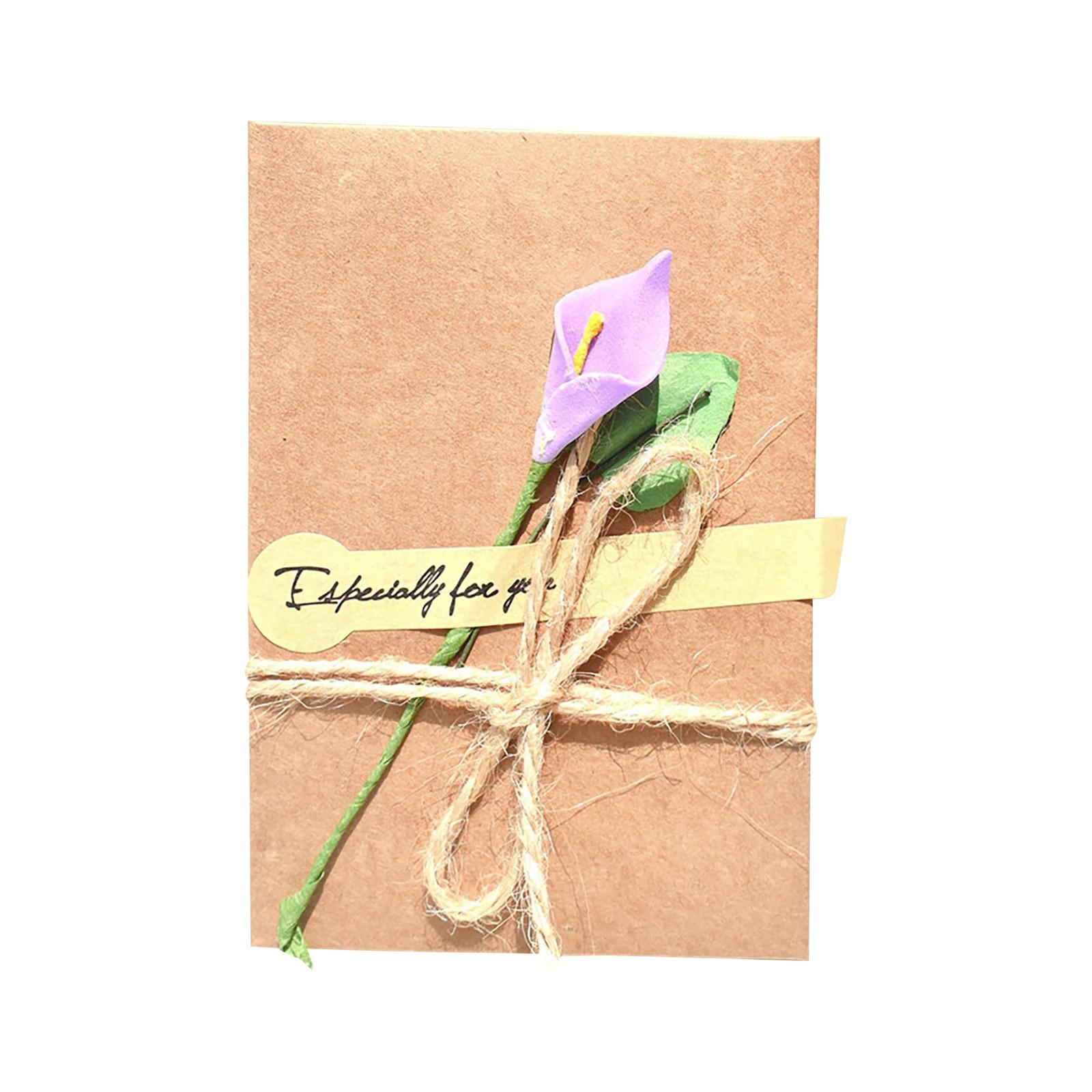 Творческая поздравительная открытка из коровьей кожи ручной работы с сухоцветами ко Дню святого Валентина, ко Дню учителя, цветочная открытка с благословением One Size