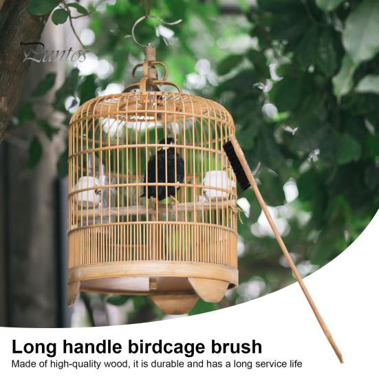 Long Handled Birdcage Brush Wooden Parrot Cage Cleaning Brush Pet Supplies Bird Equipment Cleaner for Myna Hamster Cage