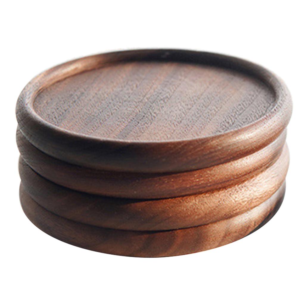 4er-Set Holzuntersetzer für Getränke, runde Holzmatten für Trinkgläser, Tischschutz aus Holz, Heimdekoration