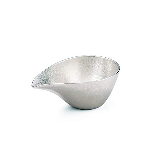 NOUSAKU Katakuchi Medium (1 go) Sake Cups, Tin and Gold, Set of 2, Wrapped in Japanese Paper