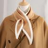 Women Scarf Patchwork Color Piercing Wrapped Short Scarf Fake Collar Winter Outdoor Cycling Wrap Around Scarf
