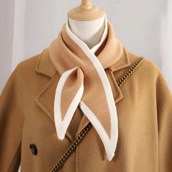 Women Scarf Patchwork Color Piercing Wrapped Short Scarf Fake Collar Winter Outdoor Cycling Wrap Around Scarf
