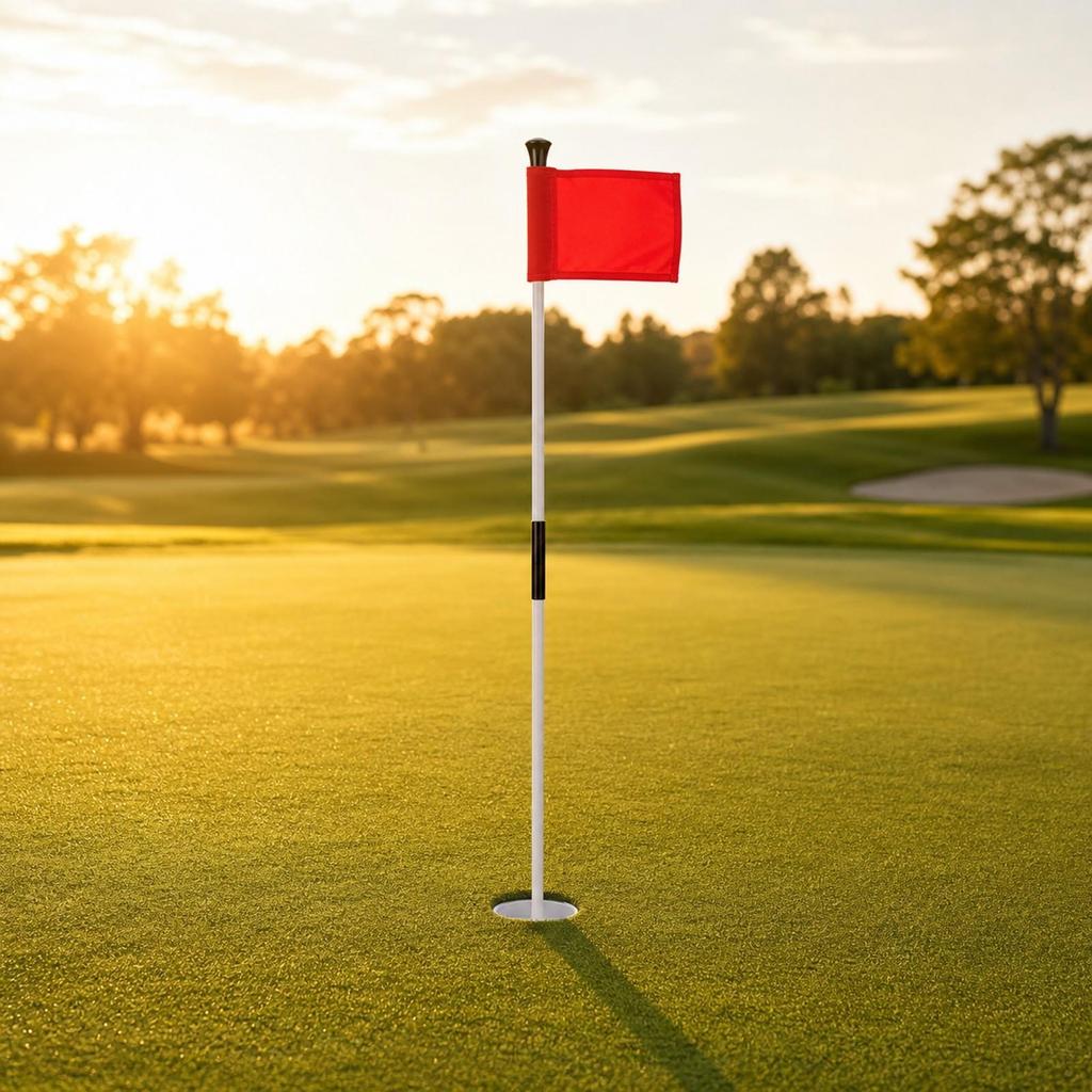 Golf Practice Flagpole Detachable with Integrated Sleeve Flag