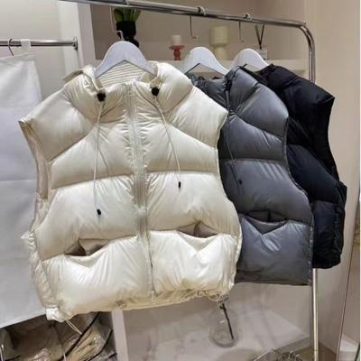 European Down Cotton Vest Women's Autumn and Winter New Korean Version Loose Cotton Vest Hooded Jacket