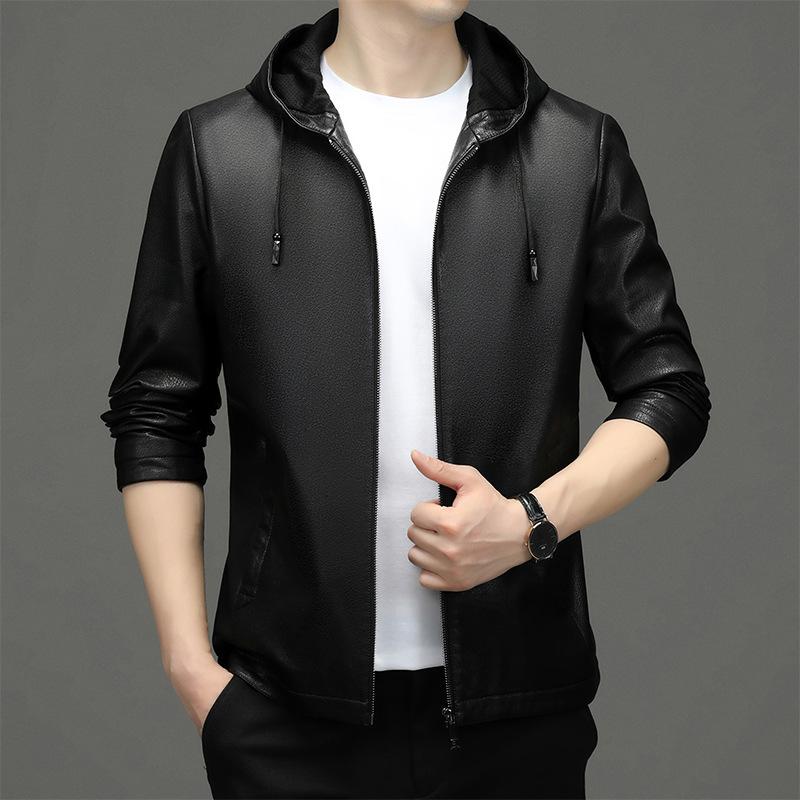 Genuine Leather Jacket for Men, First-layer Sheepskin, Middle-aged and Elderly Dad Leather Jacket, Middle-aged Coat