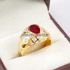 Ruby Oval Cut With 925 Sterling Silver Gold Plated Ring For Men's #B547 JL375686406456