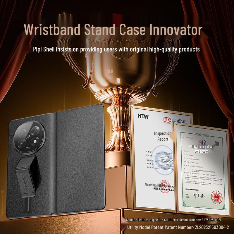 OPPO Find N5 Genuine Leather Flip Case with Wrist Strap