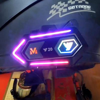 Y20 motociklu ķiveres austiņas ar motobraukšanu bezvadu Bluetooth 5.3 austiņas, mūzikas atskaņotājs, brīvroku 1000 mah trokšņu samazināšanas austiņas ar apkārtējo gaismu
