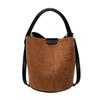 Frosted bucket bag women's 2025 autumn new fashion commuter handbag retro suede shoulder messenger bag