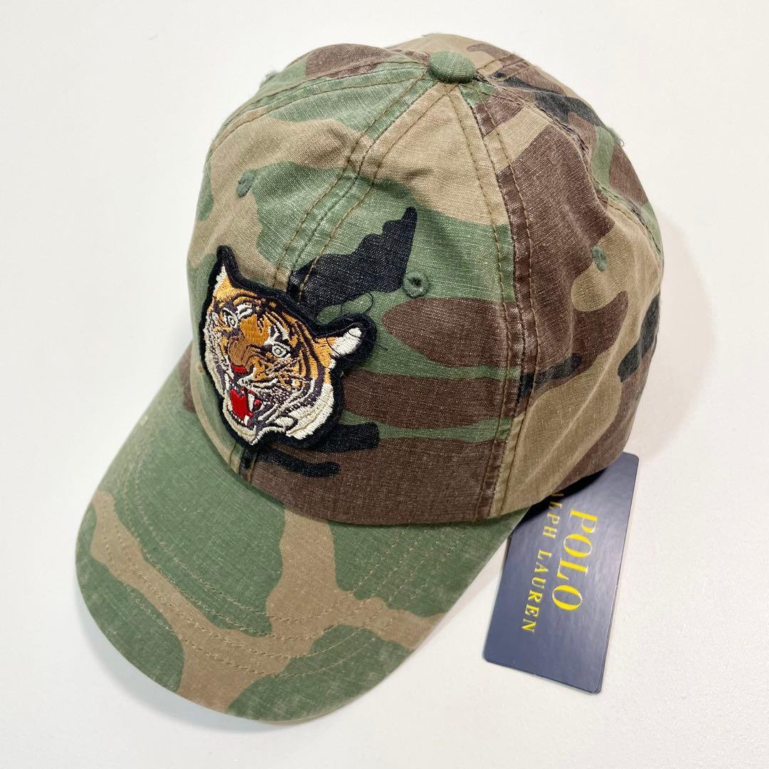 Used Polo Ralph Lauren Baseball Cap Hat Camouflage Camouflage Patch Tiger
