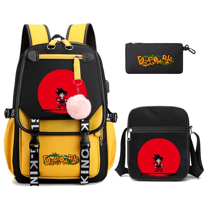 3Pcs/set Anime Dragon Ball Daily Laptop Backpack Lightweight bag for Men Women Travel Bag Student Girl Boy Back To School Unisex Bagpack Mochila