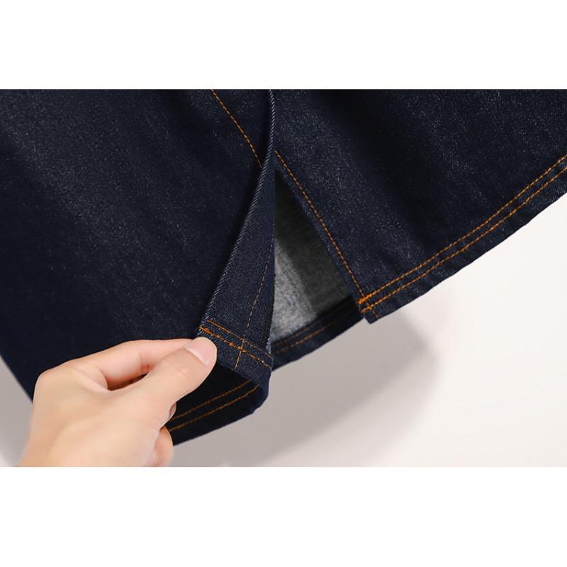 DIMANAF 2025 Plus Size Spring Denim Skirts Women Clothing Blue Fashion A-Line Jeans Skirt Belt Waist
