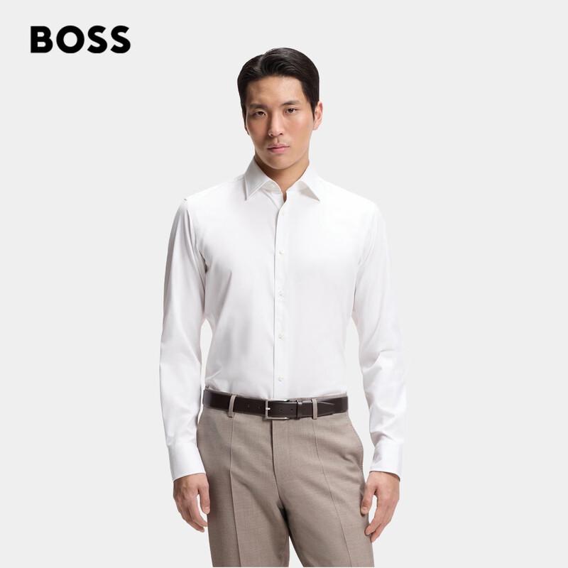 BOSS Men s Stretch Cotton Regular Fit Long Sleeve Formal Shirt L (40A) белый