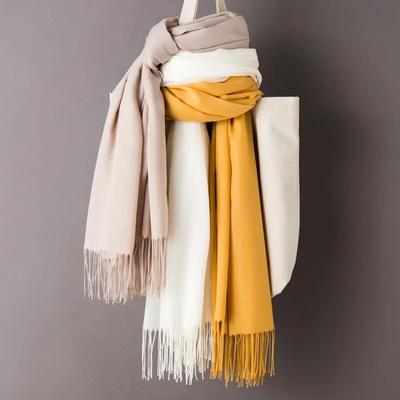 Bufandas de Cachemira de Color Sólido para Mujer Negro Rojo Rosa Borla Señora Invierno Otoño Bufanda Larga Chal Fino Femenino Pañuelo Hijab