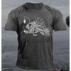 Summer Round Neck 3D Print Fish Pattern Top Fashionable Casual Short Sleeved Men's T-shirts