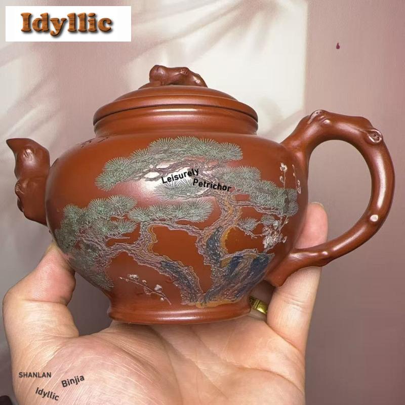 330ml Antique Yixing Purple Clay Teapots Master Handmade Spring Herald Pot Raw Ore Dahongpao Mud Tea Infuser Kettle Zisha Teaset