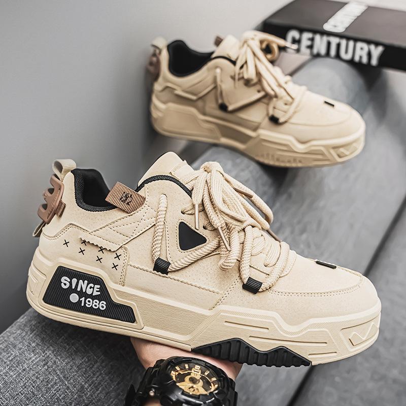 Pánské boty Jaro a Podzim niche high-end kožené plátěnky pánské všestranné sportovní a volnočasové boty pánské platformové trendy boty pro tátu