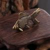Cute Vintage Brass Goldfish Statue Ancient Elegant Goldfish Figurines Lifelike Exquisite Lucky Charm Animal Sculpture Halloween
