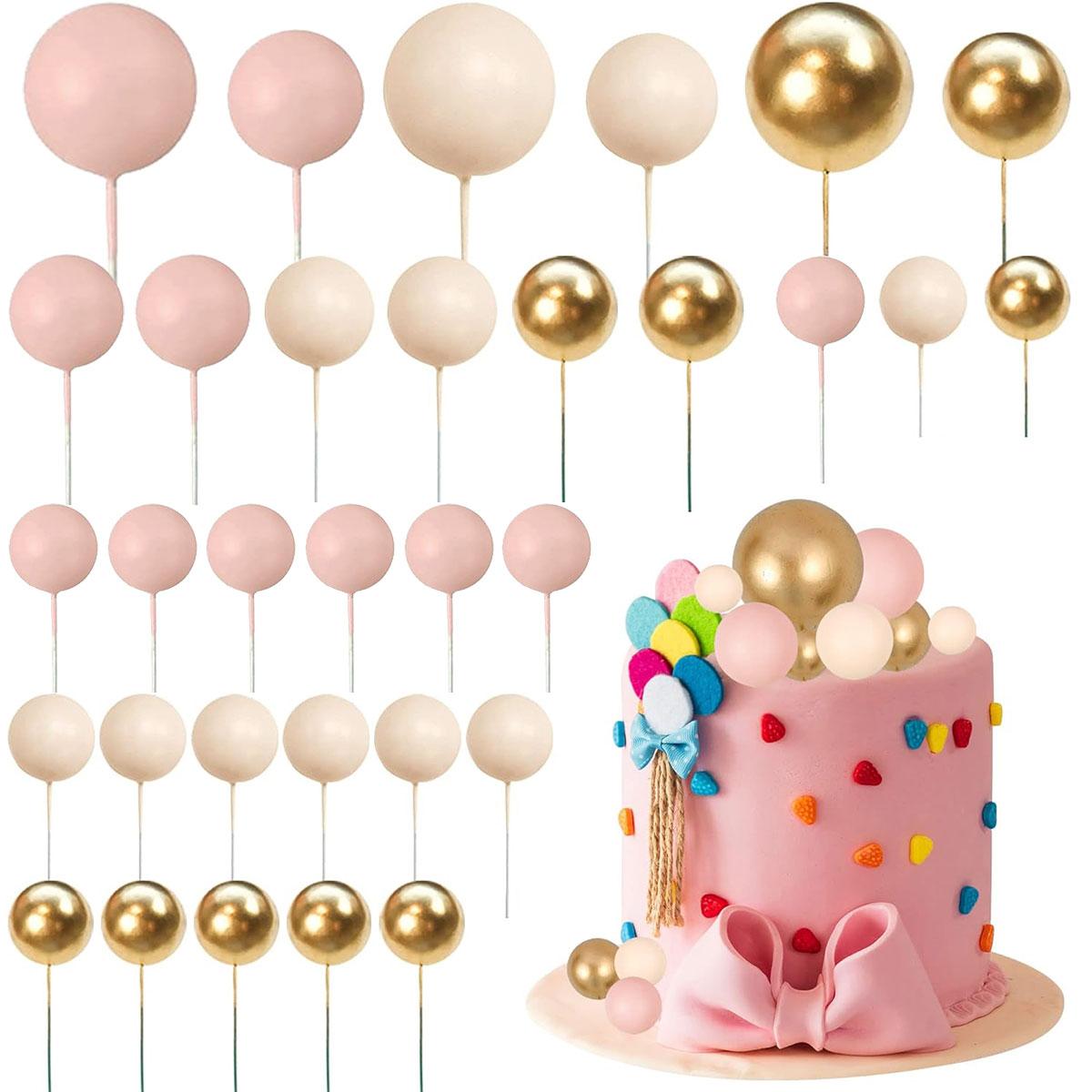 

30Pcs Ball Cake Topper Ball Cake Picks Pearl Ball Shaped Cupcake Insert Cake Topper for Birthday Party Favor Wedding Decoration абрикосовый