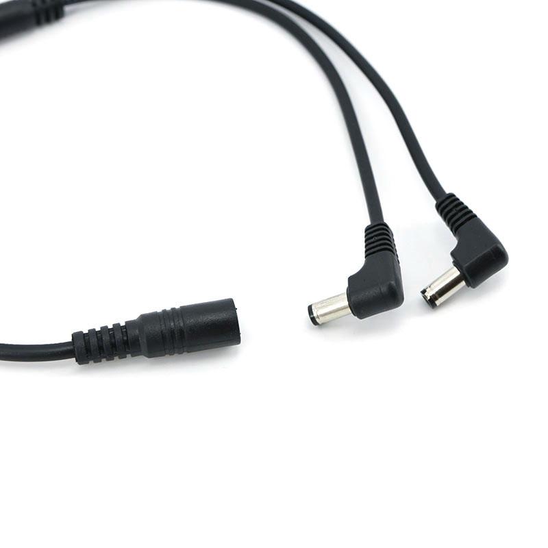 DC 1 Female to 2 way right Angled Male 5.5x2.1mm Power Splitter Adapter Plug Cable 12V For CCTV Camera LED Strip Light Connector