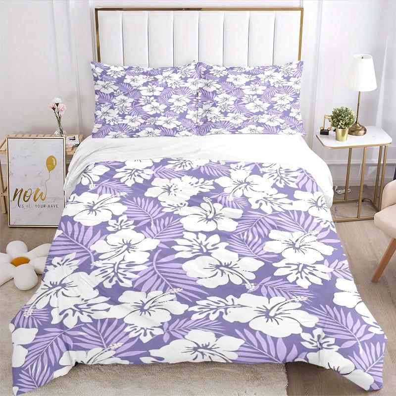 3pcs Hawaiian-floral-pattern Bedding Set, Ideal for Home Use, Suitable for Bedroom Decor (1*Duvet Cover + 1/2*Pillowcases, No Core) yy250821160