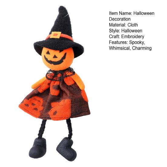 Halloween Hanging Decoration Pumpkin Ghost Witch Black Cat Plush Dolls Tree Ornaments for Indoor Outdoor Home Yard Porch Tree Decor