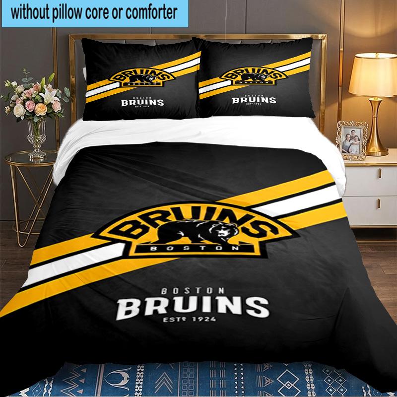 Bruins Emblem hockey 3PCS Bedding set,Ideal for 1pc Duvet Cover And 2pcs Pillowcases Perfect for Fan gift,Ideal for Bedroom, Dormitory