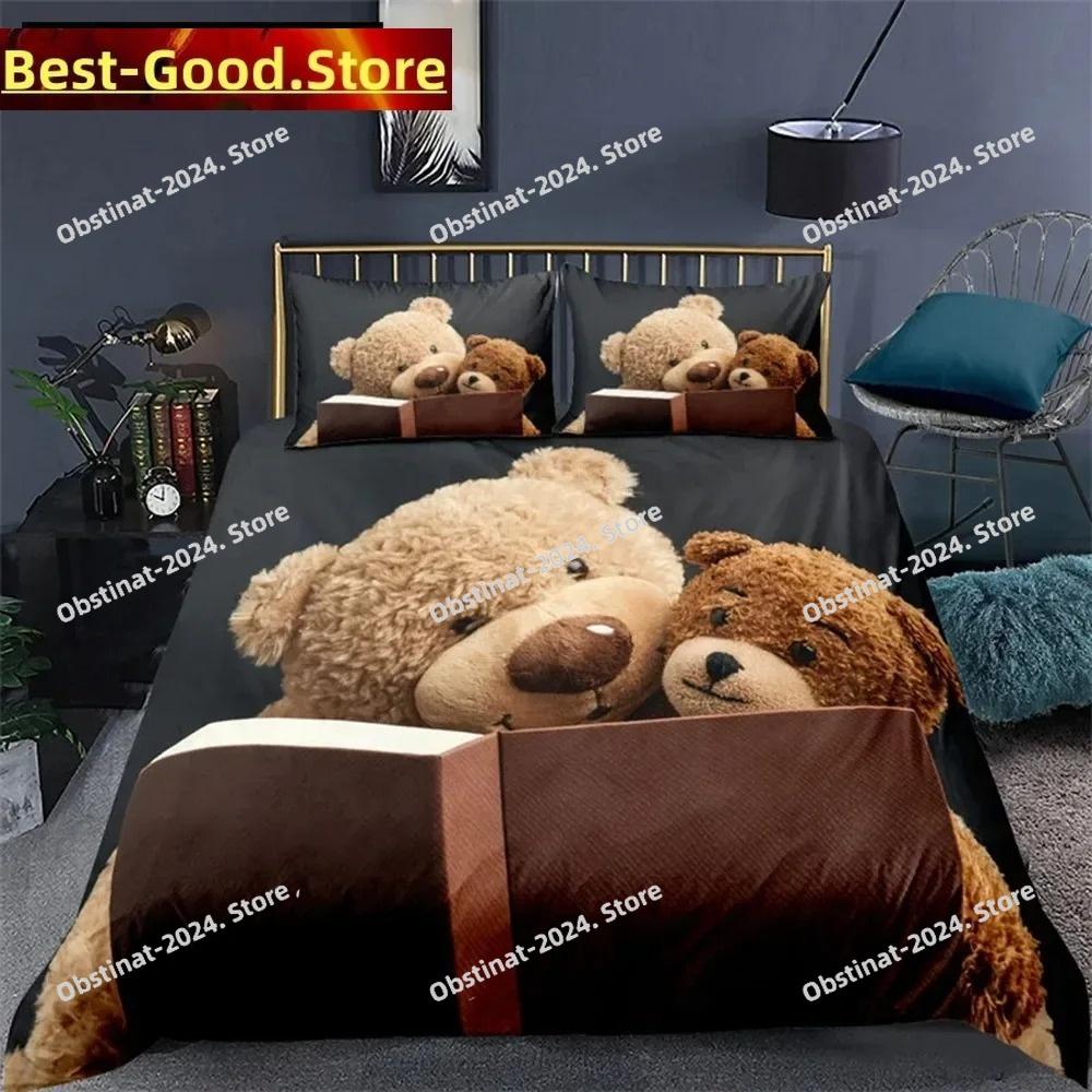 Set da letto con motivo orsacchiotto semplice copriletto federa cartone animato tessile per la casa decorazione camera da letto bambini adulti