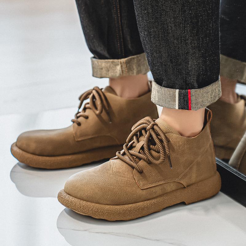 Herren Retro Kurze Stiefeletten Schuhe Mode Lässige Fahrschuhe Schwarz Braun Weite Kopfschuhe Übergröße
