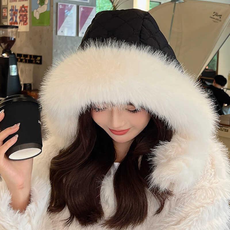Pattern Plush Checkered Hat Women Winter Ear Protection Outdoor Warmth Cap Gift