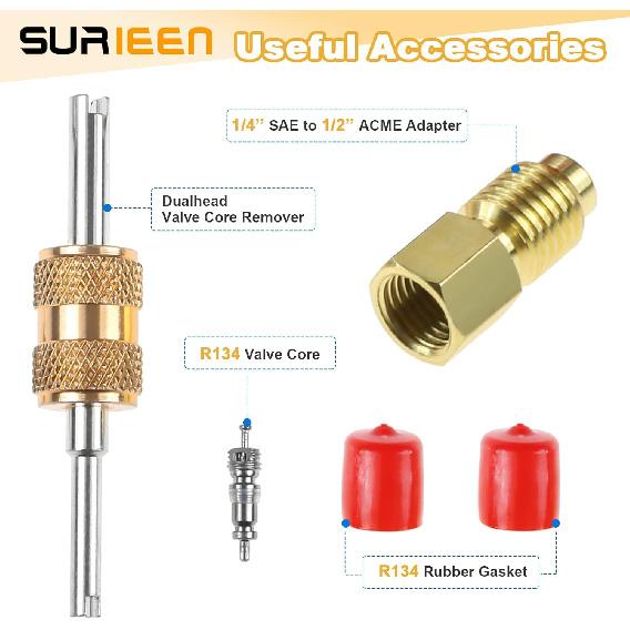 R134A Can Tap, R134A Self-Sealing and Puncture Style Refrigerant Can Tap Valves with Refrigerant Tank Adapters for Automotive Air Conditioning
