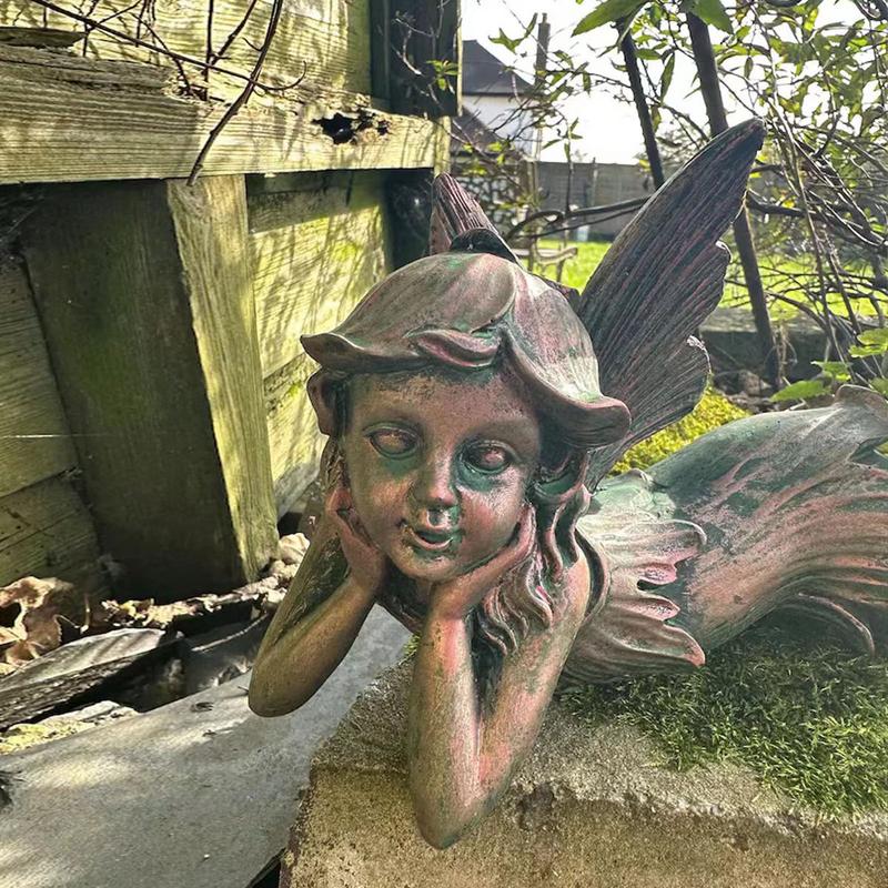 Figurky do pohádkové zahrady Dekorativní andělské figurky odolné proti povětrnostním vlivům Zahradní miniatury Romantické zahradní dekorace na balkon