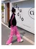 Women's Petite Pink Stand-up Collar Baseball Jacket - Sporty, Casual, for Spring and Autumn
