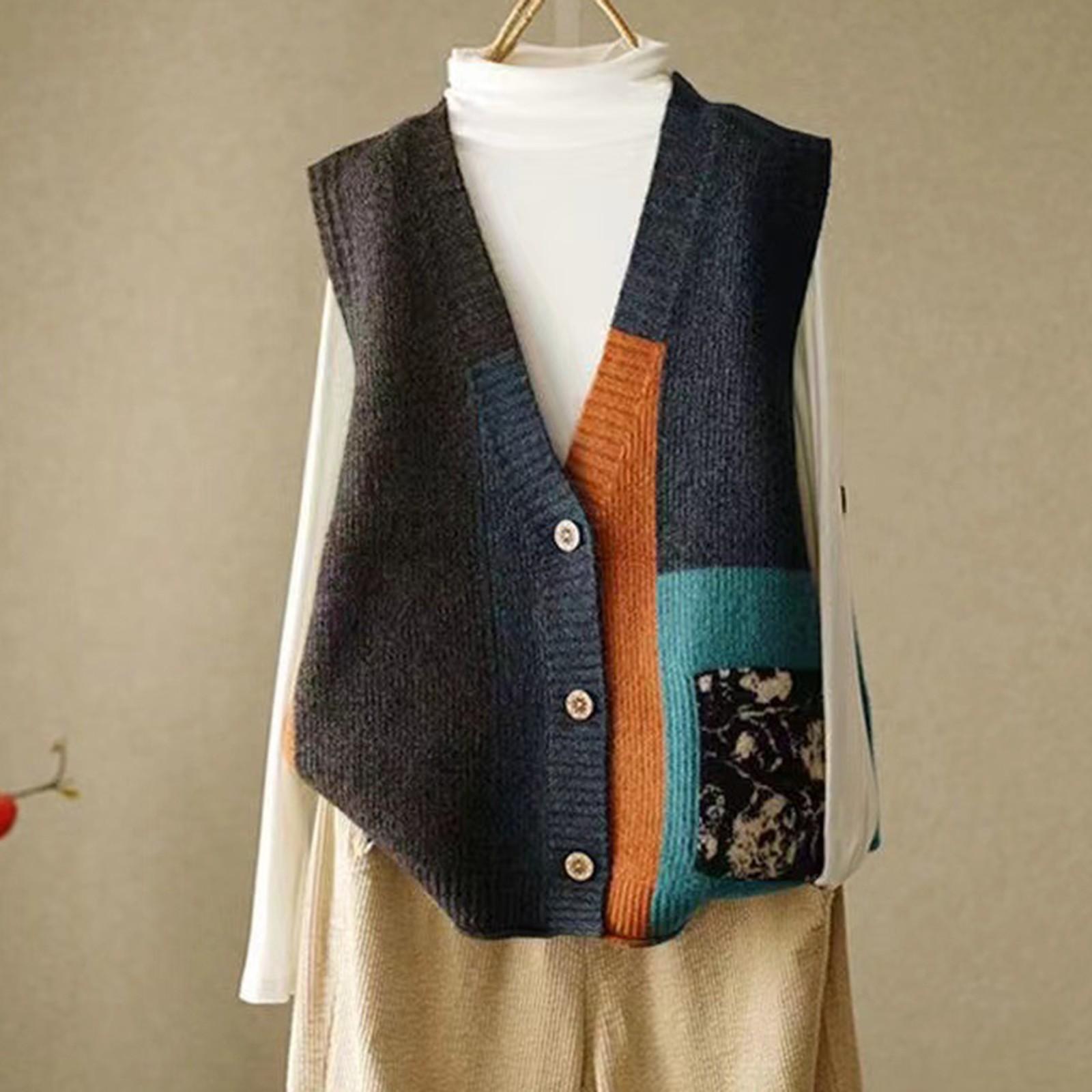 

Женский свитер, жилет, вязаный жилет, свободные плечи, жилет One Size