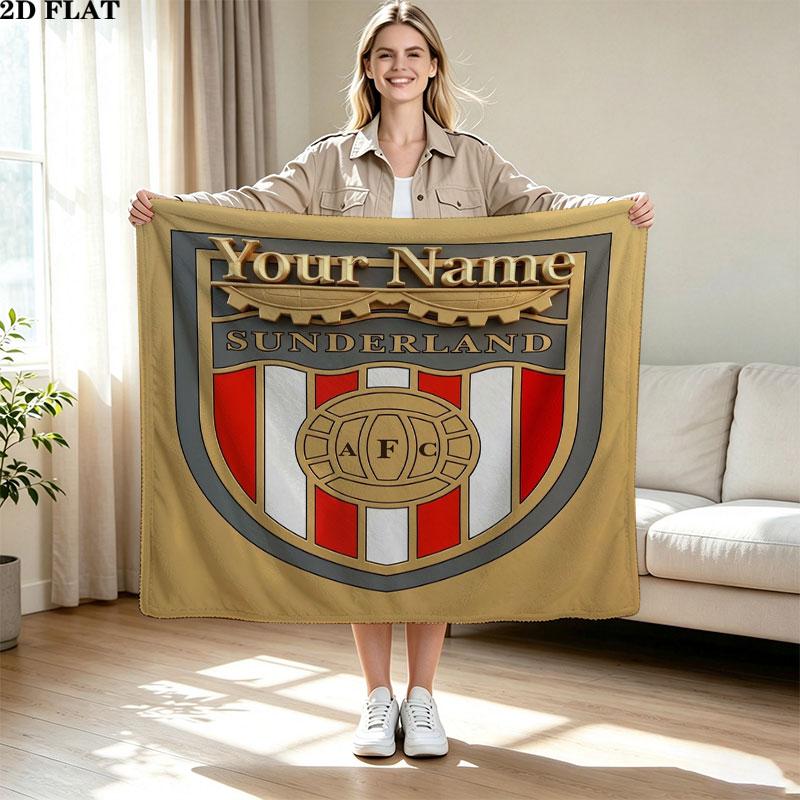 1PC Sunderland A.F Custom Name Patterned Flannel Blanket Suitable For All Seasons for Home Decor Warmth and Comfort Gifts Holiday Present