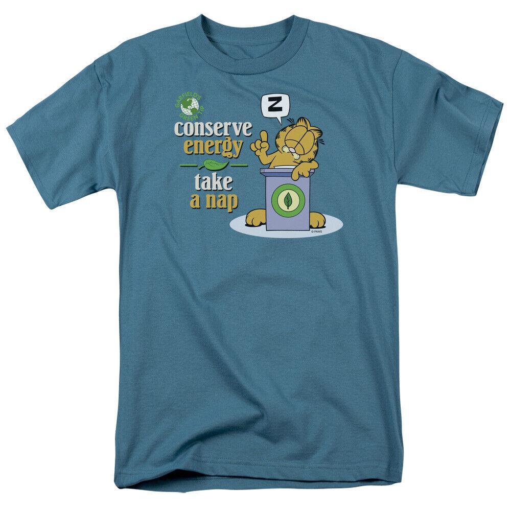 26 Garfield Conserve Energy T Shirt Mens Licensed Cat Jim Davis Comic Tee Slate Unisex T-Shirt XXXXL
