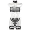 Thin elastic mesh perspective sexy sex underwear chest-wrapped three-point mesh underwear set