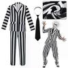 Men Beetlejuice Fancy Dress Spooky Halloween Cosplay Costume S