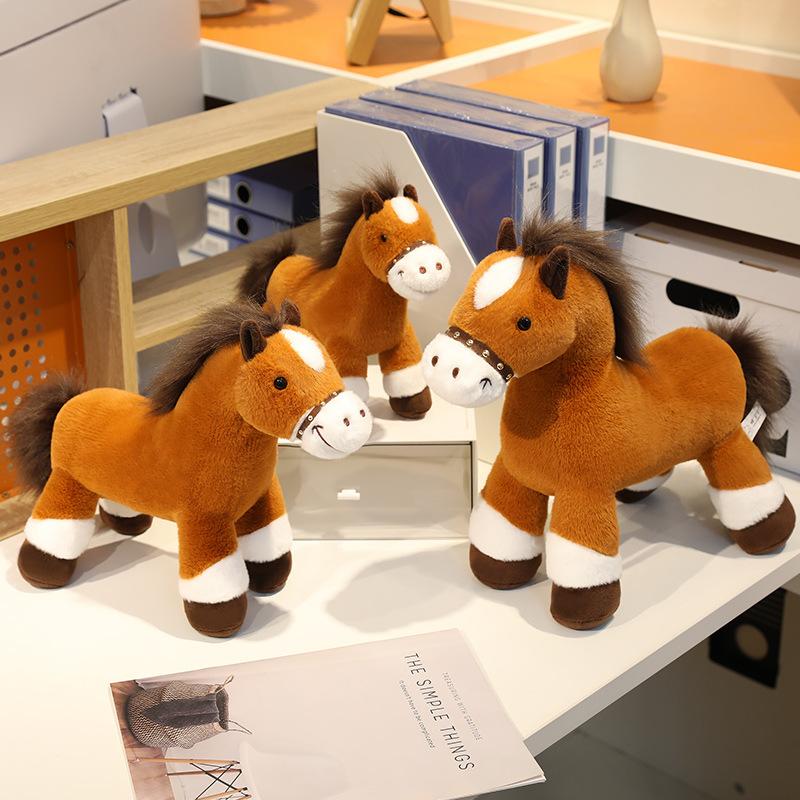 Cartoon Brown Pony Doll Plush Toy Pony Zodiac Horse Doll Boy Rag Doll Birthday Gift