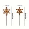 2-Piece Wrought Iron Snowflake Garden Decoration Stakes, Winter Decoration, Rust-Colored Christmas Decoration, Flower Pots, Bonsai Christm