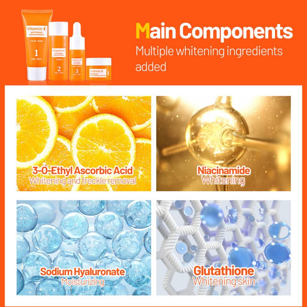 Travel Skin Care Set, Hyaluronic Set, Cleansing And Moisturizing Facial Care Set, Brightening Skin Tone 4pcs(30ml+30ml+10ml+15g)