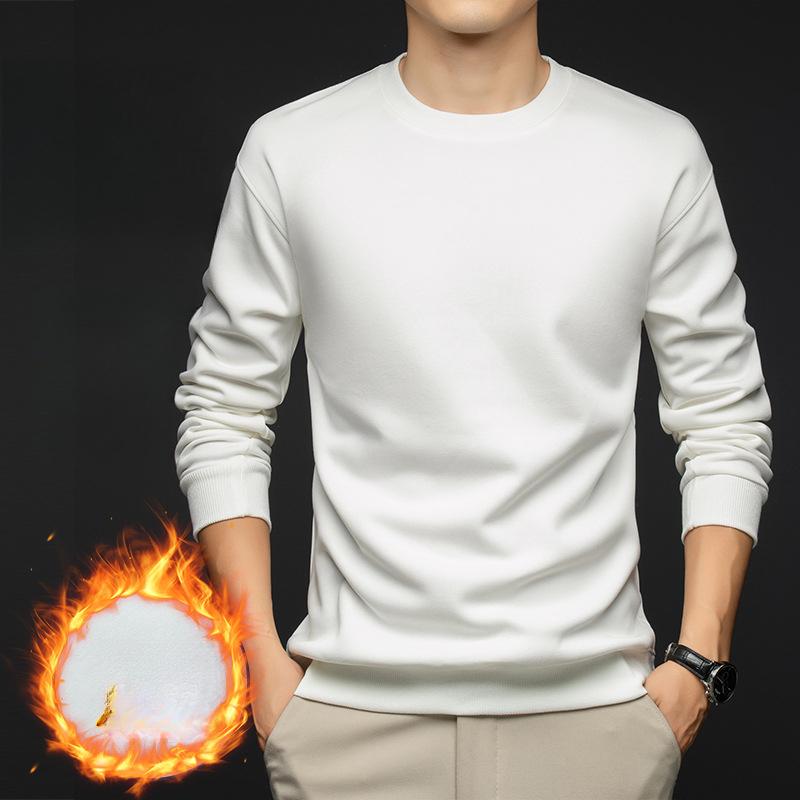 

Men s Sweater Autumn and Winter Style Fleece Thickened Warm Long Sleeves M белый