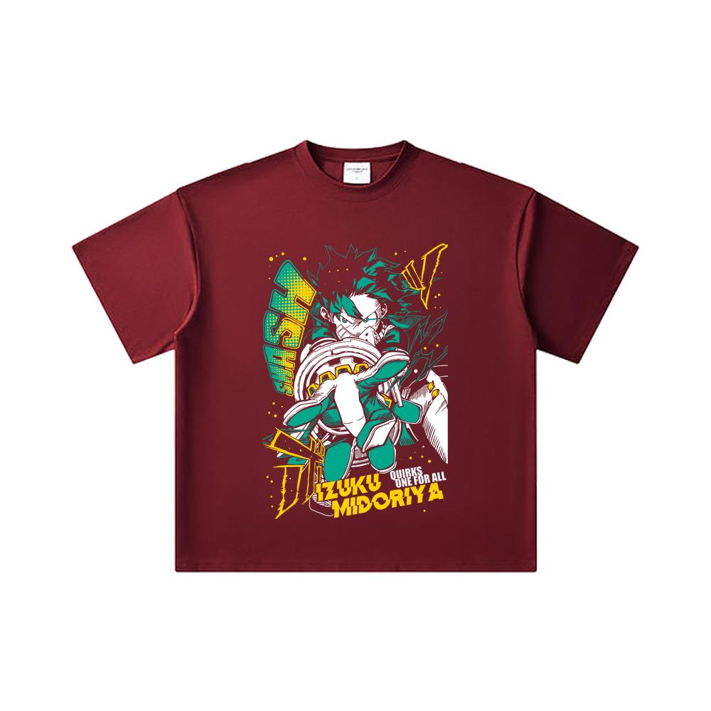 260 GSM Double Yarn 32 Count 100% Cotton My Hero Academia V2 Deku Print Unisex Heavy Cotton T Shirt