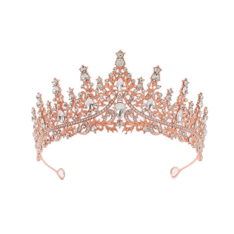European Style Bridal Crown Alloy Hair Accessories Wedding Rhinestone Headband Electroplating Birthday Crown Dinner Wedding Headdress