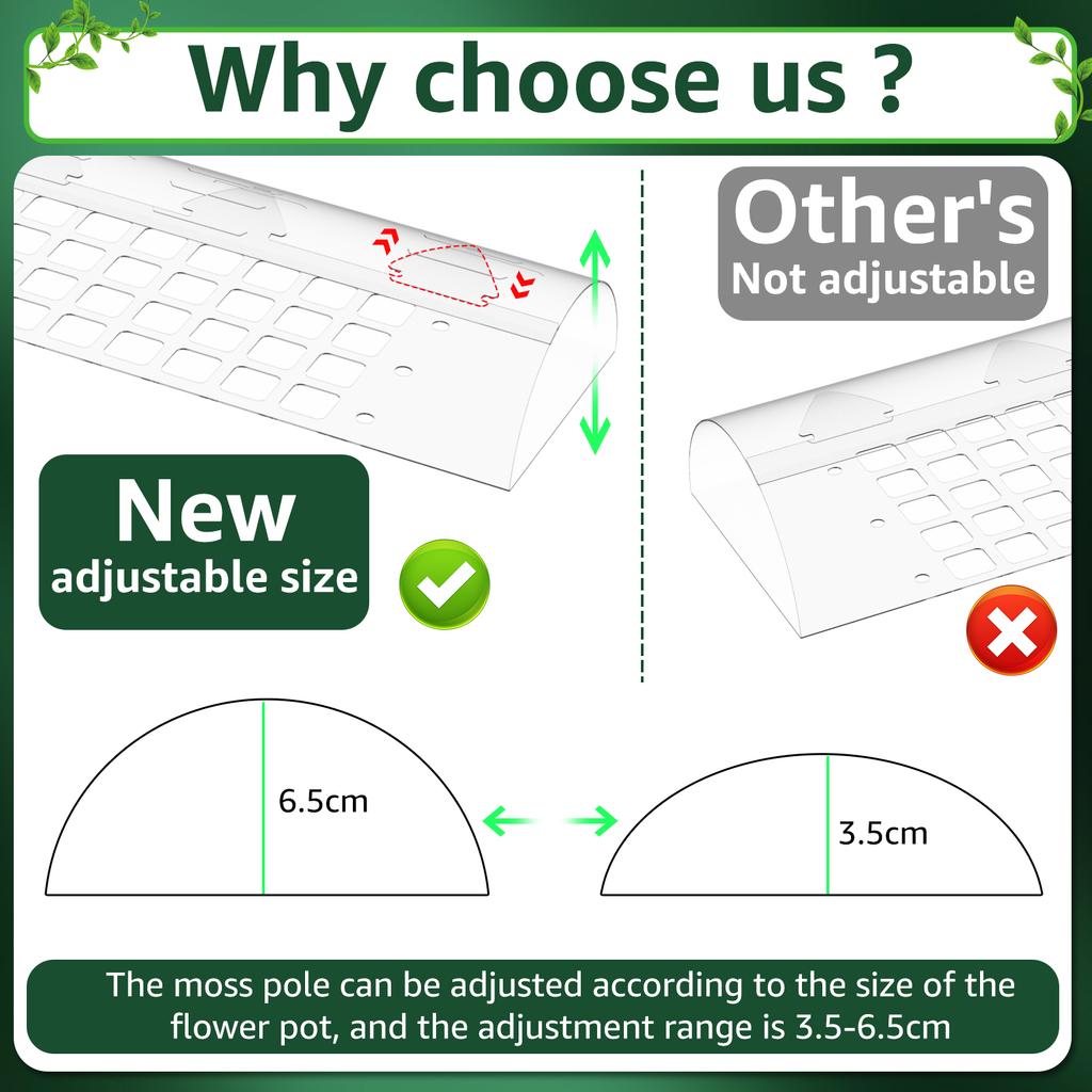 2/4/6Pcs New Plant Climbing Moss Poles Plastic Adjustable Height Plants Growing Support Stand  Indoor Plant Stake Growing Pole