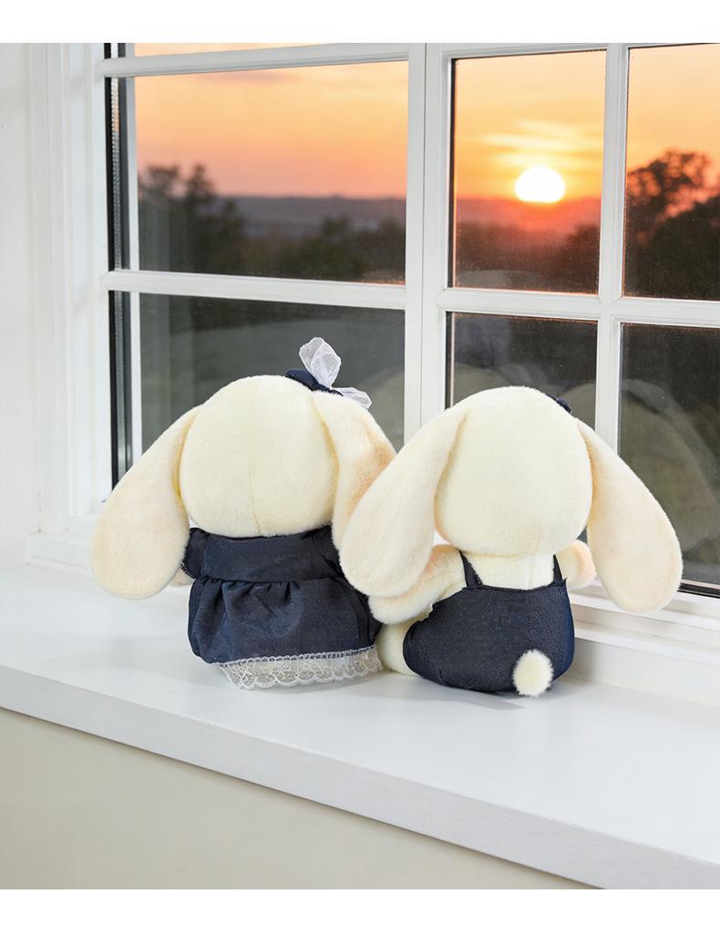 Original Cute Denim Rabbit Plush Toy with Lace Skirt - Perfect for Children's Birthday Gift and Decoration