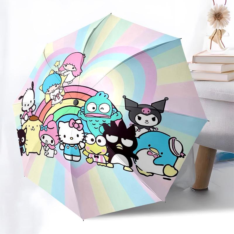 1pc Hello Kitty Rainbow Friends Umbrella with Plastic Handle,Suitable for All Seasons Home Travel Outdoor UmbrellaM1343
