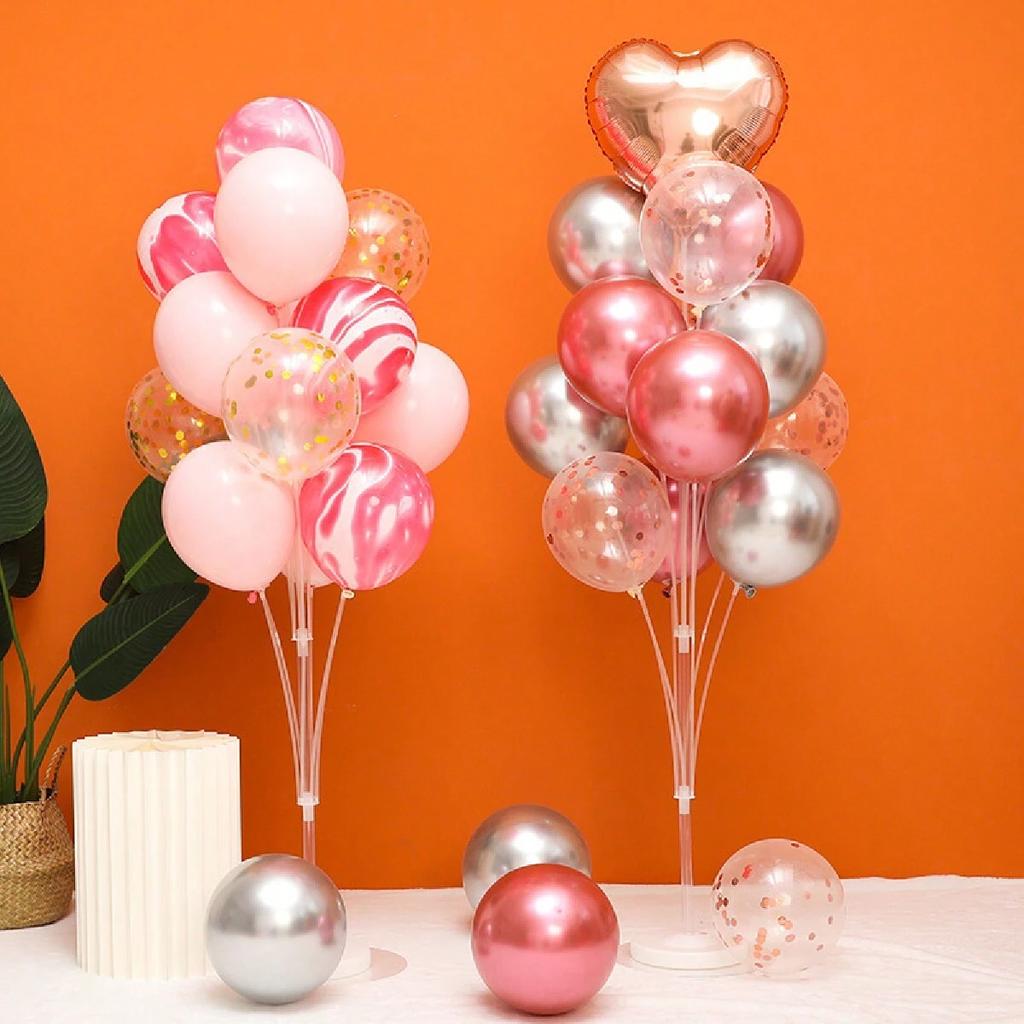 1Set Floor Balloon Column Kit With Stand, Base and String Lights For Background Decoration Bachelorette,Weddings, Birthday Party