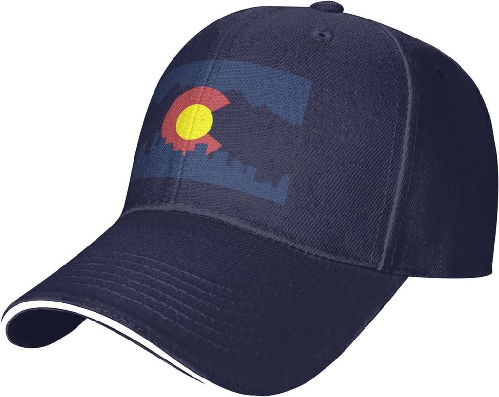 Colorado Flag Mountain Outline Baseball Cap Polyester Casual Adjustable Sun Protection Baseball Hat
