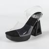 Summer New Women's Sandals - Sexy Black Platform, 13CM High Heel/Flat Heel, Catwalk Model Shoes LFD-1989-2